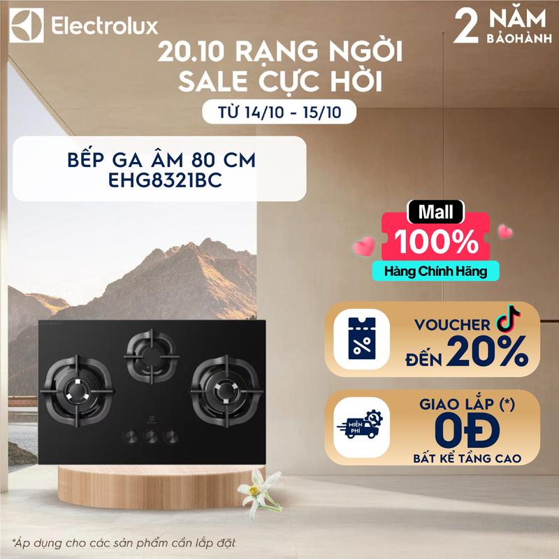 Bếp ga âm 80cm Electrolux UltimateTaste 300 3 vùng nấu-EHG8321BC Tiết kiệm năng lượng