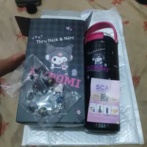 【PO 6 Mar】【kokopanci exclusive】ecentioTumbler【Kuromi】850ml Kuromi Stainless Steel Car Cup with Handle（black pink）