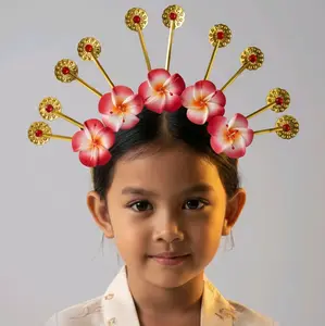 Bando Mahkota Kembang Goyang Kamboja MERAH, Kolaborasi Adat Jawa & Adat Bali, Cocok Untuk Anak Hingga Dewasa | Headbands Elegan Untuk Acara Kartini Karnaval Dan Pentas Seni Tari