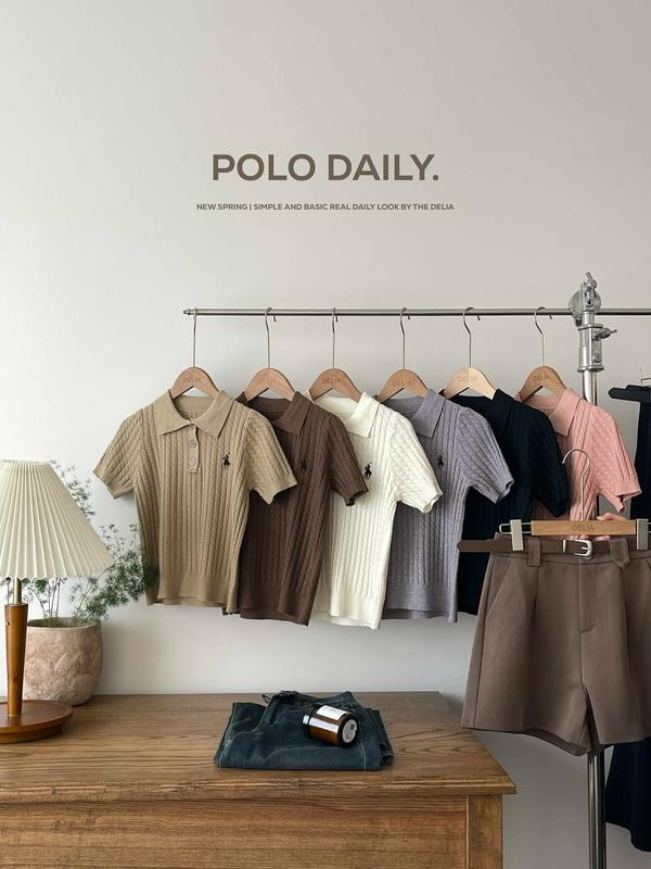 261 - ÁO LEN POLO CỘC TAY VẶN THỪNG TRƠN BO VIỀN THÊU NGỰA