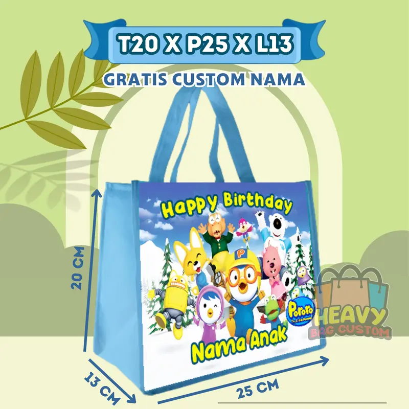 Paket Isi 30 Pcs Tas Souvenir Ulang Tahun Goodie Bag Anak Bingkisan Snack KFC Gratis Custom Nama Murah Kain tile anak  merah craim selamatan rumah baru tas & hadiah pesta tile anak 4