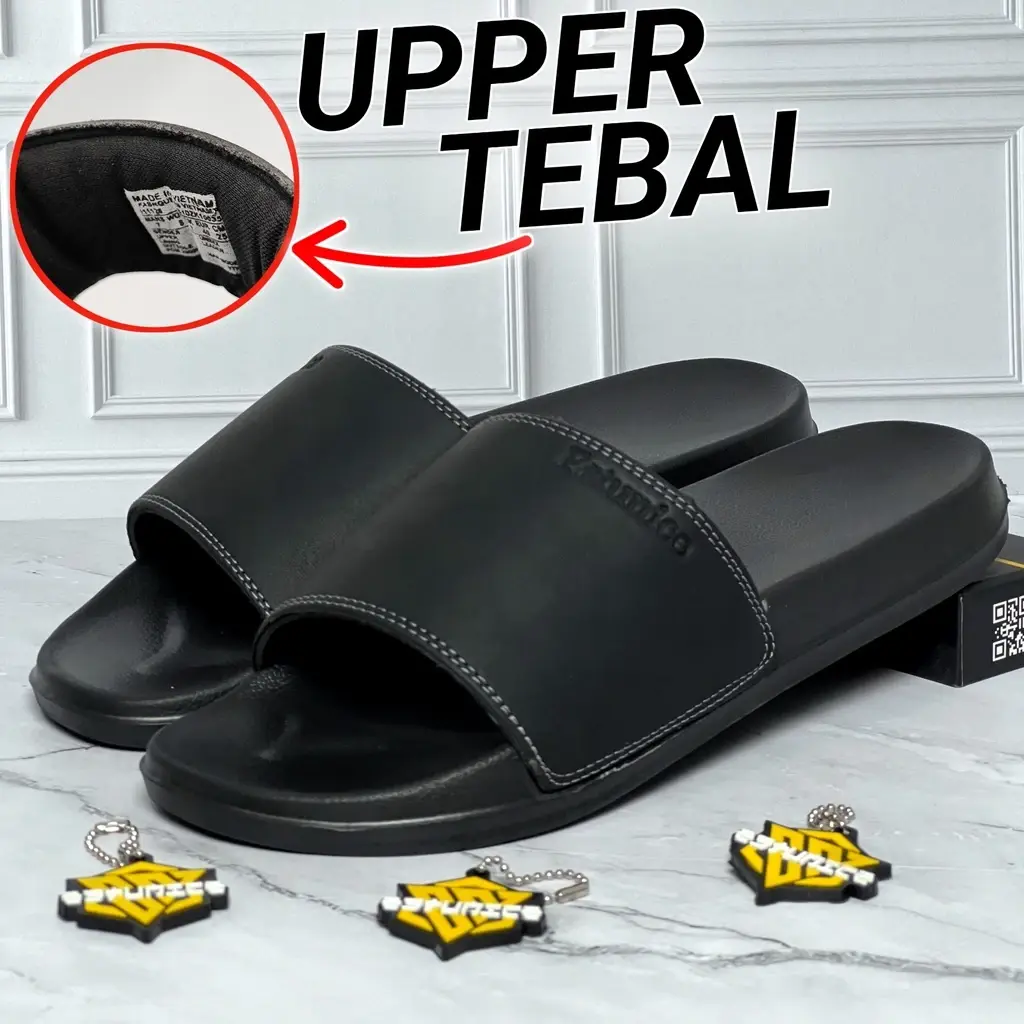 sandal pria terbaru 2024,sandalpria bahan premium, sandal pria kasual, sandal selop pria luar ruangan zebra hitam polos