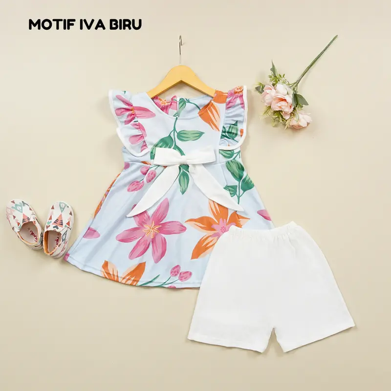 Baju Anak - Setelan Anak Perempuan Midori Pita Motif Bunga Terlaris / Fashion Oneset Anak Korean Style 4