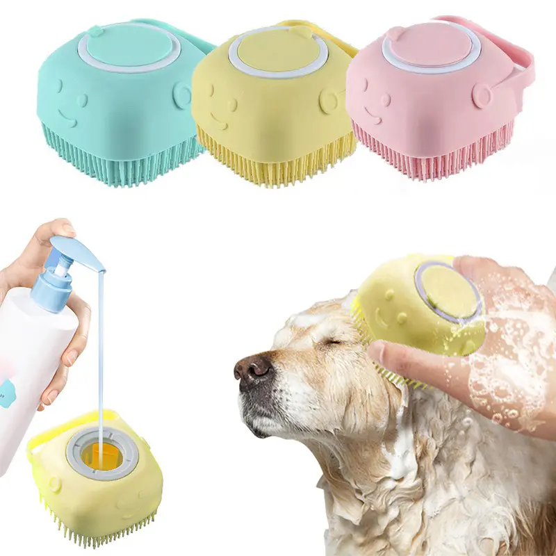 Soft Silicone Dog Brush Bathroom Pet Bath Massage Shampoo Brush Puppy Cat Washing Grooming Shower Brush