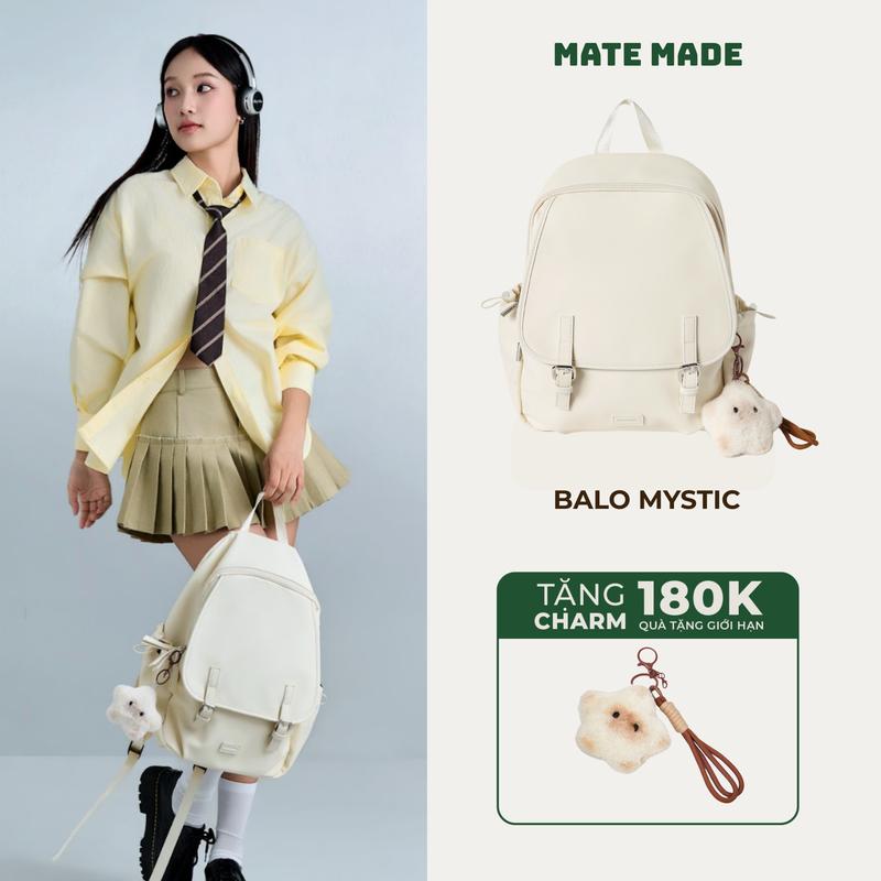 DEAL ĐỘC QUYỀN TIKTOK Balo Mystic MATE MADE - Nắp Gập size 35 Tặng kèm charm - Ba Lô Thời trang nữ đi học đi làm chống bẩn chống nước - đựng laptop 13inch tiện lợi đa năng dáng Hàn Quốc