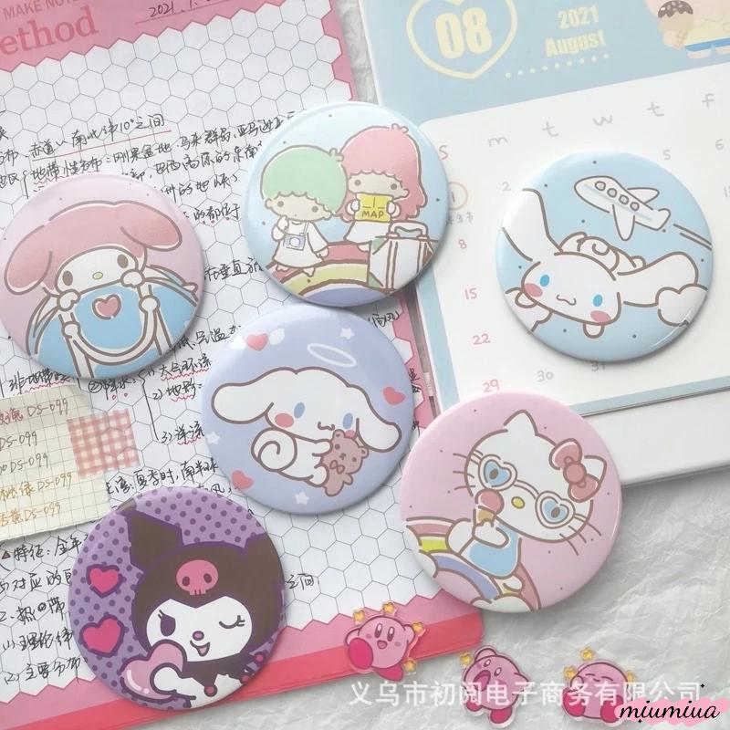 Gương tròn nhỏ mini trang điểm cầm tay Sanrio hoạt hình Kuromi Melody Cinnamoroll Kitty
