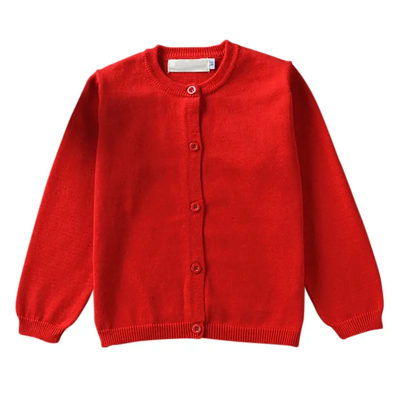 Girl's jacket, long sleeved jacket, small cardigan, spring and autumn pure cotton sweater, knitted cardigan