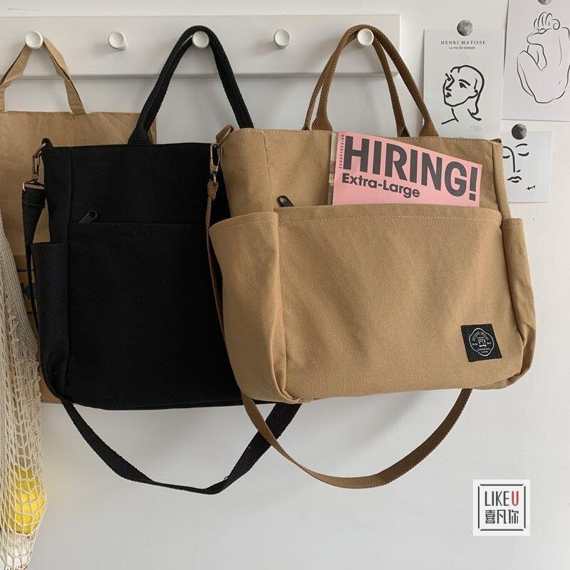 Product Introduction of New Arrival Canvas Tote Handbag Simple Large capacity single shoulder Bag messenger bag for men and women 0