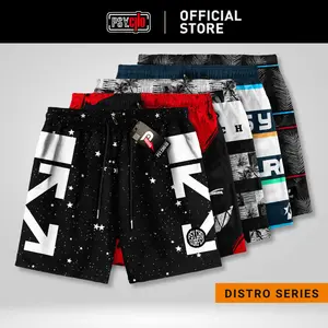 CTL-02 Celana boxer pria bahan katun | Celana dalam pria dan wanita motif abstrak distro surfing salur | Celana pendek pria dewasa kolor swimwear shorts unisex hitam kotak untuk renang dan santai