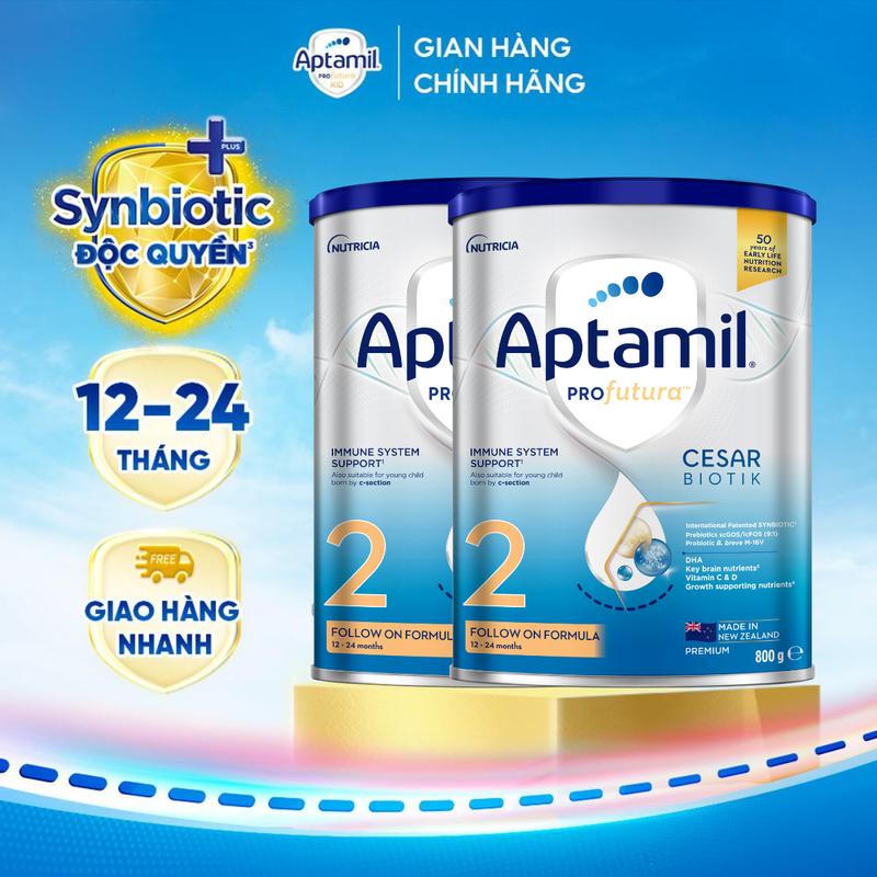   Chính hãng  Combo 2 Sữa bột Aptamil Profutura Cesarbiotik 2 New Zealand hộp thiếc  800g  