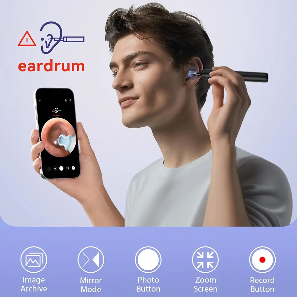 Wireless Smart Visual Endoscope ear Camera  Spoon Safe Silicone 5MP Camera