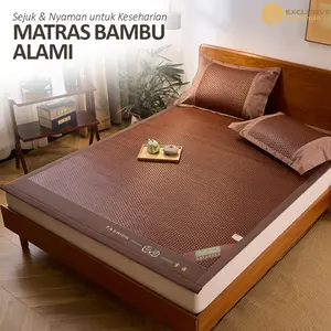 X10A1,X10B1,X10C1 Tikar Bambu Lipat alami 3 Ukuran 180x200cm 160x200cm 120x200cm Tikar bambu Lipat alami Polos Tikar Bambu Premium Anti Slip