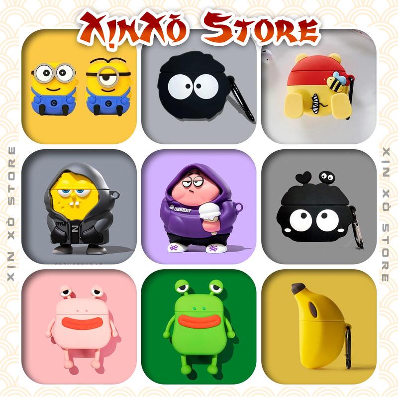 Ốp Airpod Case Airpods 2 3 4 5 Pro Pro 2 nhiều mẫu hoạt hình 3D kèm móc khóa - XỊN XÒ Store