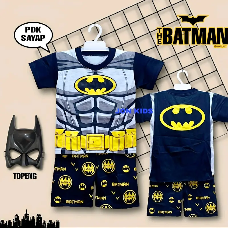 SETELAN BAJU KOSTUM BATMAN SAYAP TERBARU LENGAN PANJANG/BAJU BATMAN SAYAP BUAT USIA 1-10 TAHUN 8