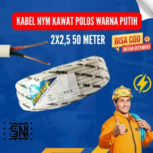 ZENTRUM 50 Meter 2 x 2.5 Kabel Instalasi Listrik Kawat NYM Polos Isi 2 SNI Warna Putih Bahan Tembaga