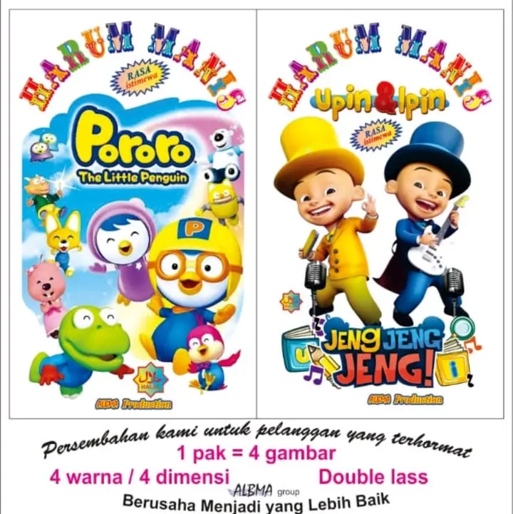 @100pcs Kemasan plastik Harumanis 4 Dimensi 4Gambar Seri A,B,C Ready stok