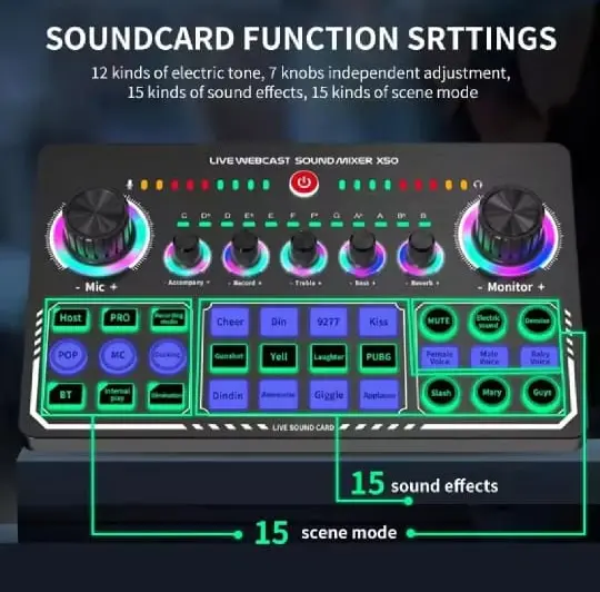 Kartu Suara X50, Kartu Suara Langsung, Kartu Suara Bluetooth Nirkabel, Mixer Audio Langsung, Kartu Suara Rekaman Siaran - X50 4