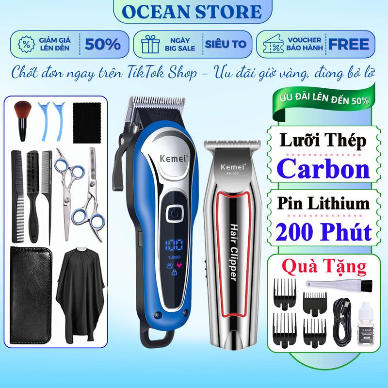 Tăng Đơ Cắt Tóc Kemei 1995 Không Dây Có 2 Cấp Độ Chuyên Cắt tóc Salon và Gia Đình An Toàn Cho Trẻ Nhỏ