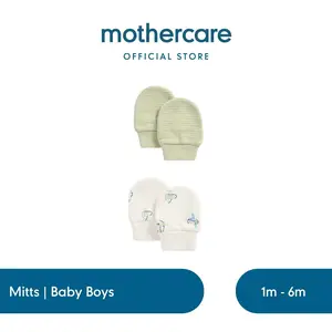 Mothercare Baby Mittens - 2 Pack - Set Topi Bayi Laki-laki (Hijau)