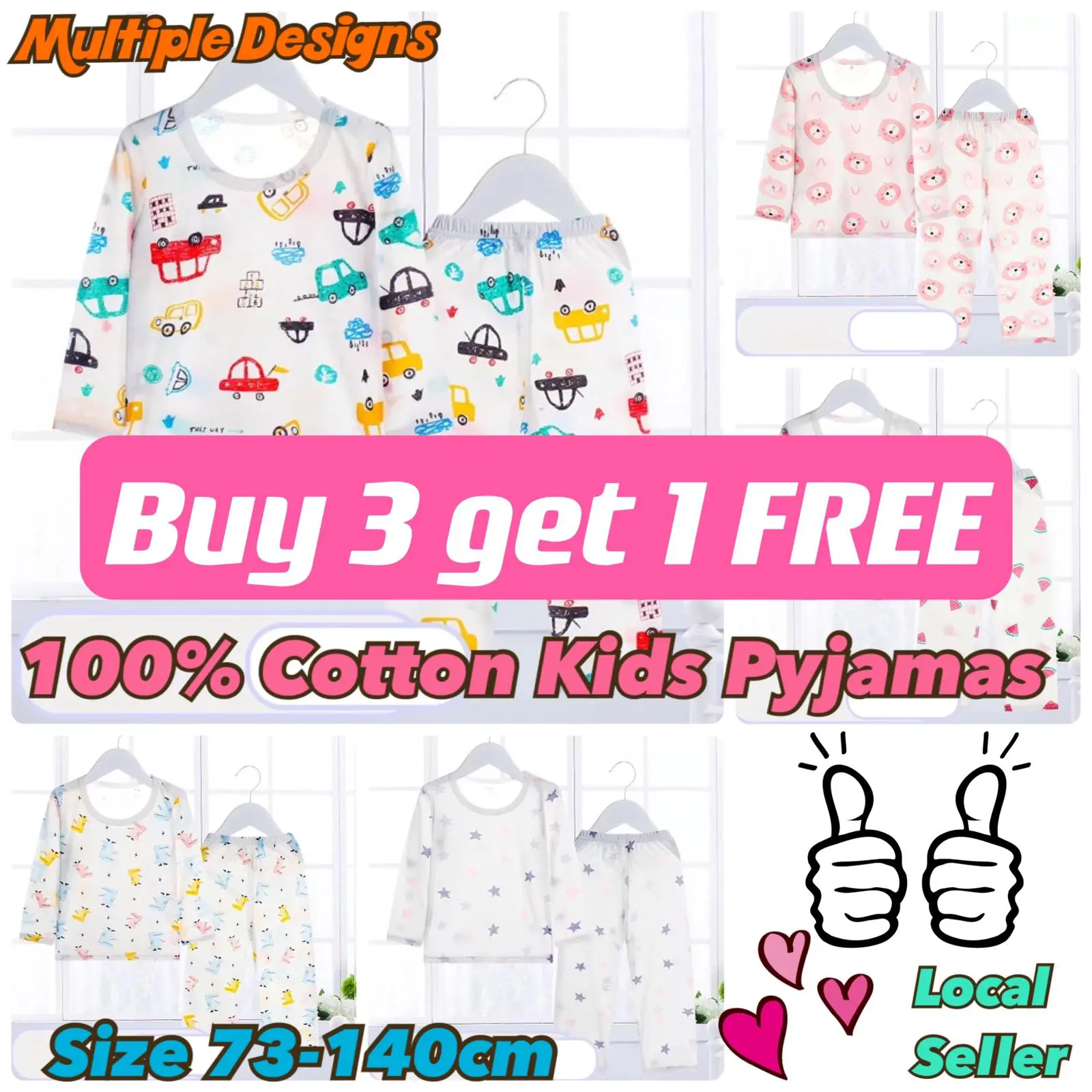 [MEGA CLEARANCE] 100% Cotton Kids Pyjamas Pajamas Boys Girls Pyjamas Pajamas Sleepwear