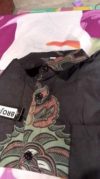 Product Review of Kemeja Batik Ayah dan Anak Laki-laki Lengan Panjang Usia 2-12thn Motif Hijau Seragam Kain Katun Baju Pria Pendek Hem Hitam Couple Atasan Keluarga Dewasa from F**❤ 0