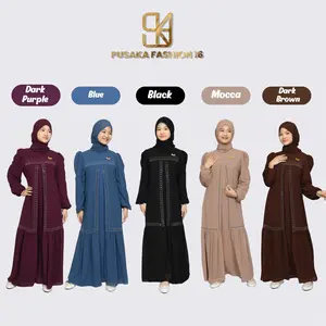TANIA Gamis abaya anak remaja tanggung ceruty babydoll mix payet Simple Hitam Muslim