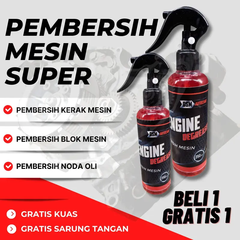 Cairan Pembersih Mesin 250 ML Beli 1 Gratis 1 / Engine Degreaser / Penghilang Kerak Noda Oli Blok Mesin Motor & Mobil Car Semprot 0