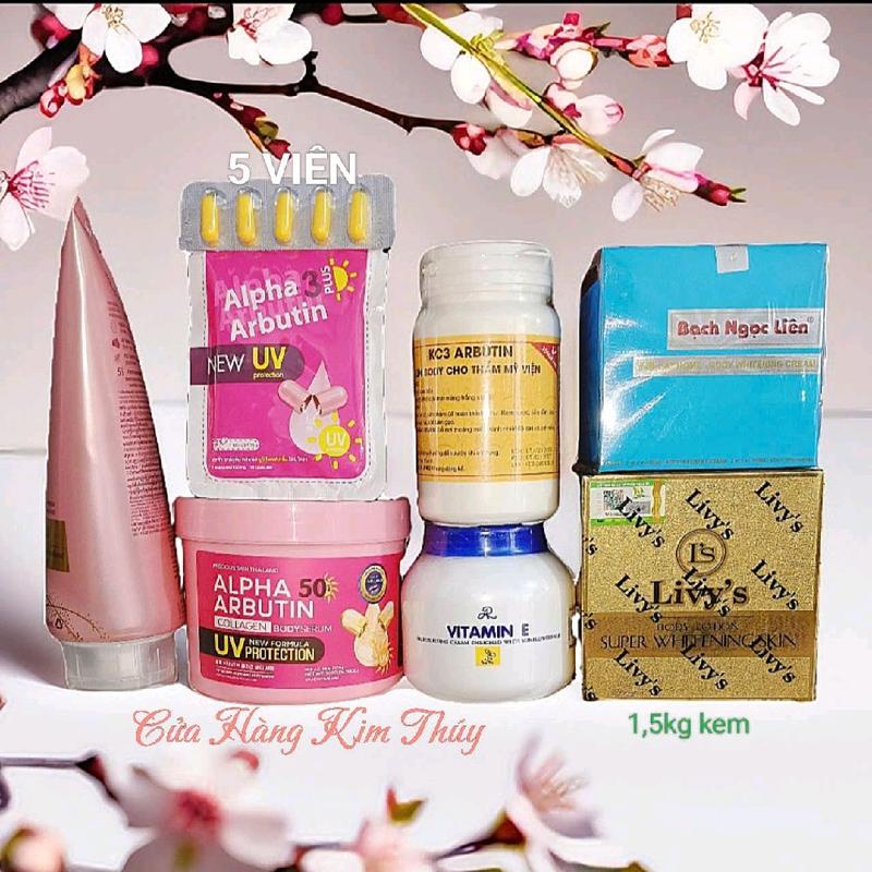 [7 Món] Bộ Sản Phẩm Kem Trộn Bạch Ngọc Liên+.... Bộ gần 1,5kg kem hỗ trợ dưỡng trắng da  Kem Dưỡng Trắng Body Dưỡng Da Body Dưỡng Body Làm Đẹp Da