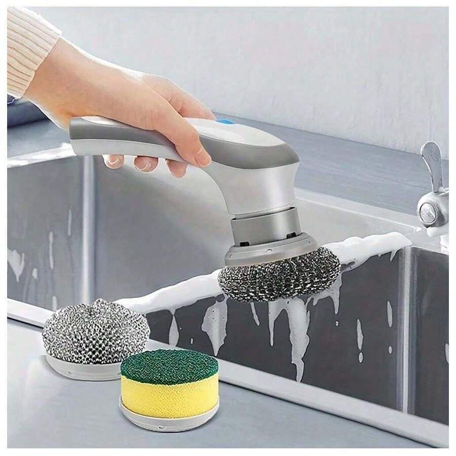 QPT Mall Sikat Elektrik 4 in 1 Handheld   Sikat WC Elektrik   Sikat Kamar Mandi Rotasi Cerdas 360° Derajat Kebisingan Rendah Tahan Air IPX7 Wastafel Dapur Cleaning Brush