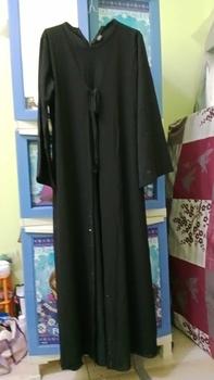 Product Review of ABAYA NAZIRA FULL HITAM  mote swarosky Hitam Polos terbaru 2024 Mutiara Muslim Wanita Bordir Ceruty from M**y T**n 0