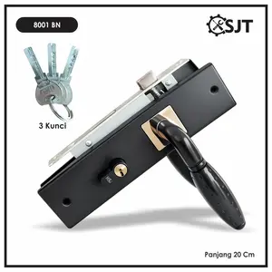 SJT - Handle Set Pintu Tanggung Medium 20cm Kotak Bulat HSJ / Handle Pintu Minimalis / Gagang Pintu Hitam Elegan