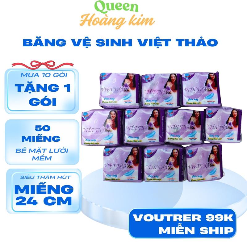    ComBo 10 Gói   Băng Vệ Sinh Việt Thảo Có Cánh 24 Cm Dùng Cho Ngày Nhiều Thấm Hút Nhanh Dùng Ngày Kinh Nguyệt Nhiều Bề Mặt Lưới Mỏng Mềm Tampon Nữ Women vesinh phunu 