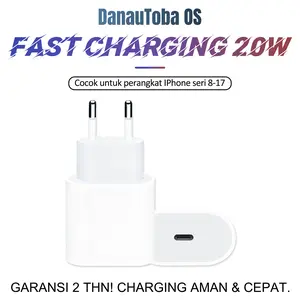 Danautoba OS -Adaptor 20W Original + Kabel Lightning MFi - Fast Charger Kompatibel Penuh iPhone 8 hingga 14 Pro Max - Garansi 1 Tahun