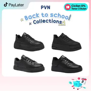 PVN Jeno Back To School Sneakers Sepatu Sekolah Hitam Polos Wanita Black Collection PVN Jeno Back To School Sneakers Sepatu Sekolah Hitam Polos Wanita Black Collection