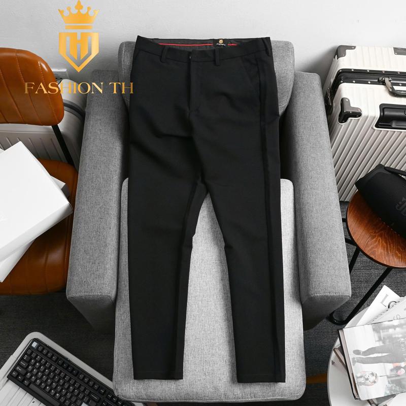 THFASHION Quần Tây Âu Nam Co Giãn 4 Chiều Khóa Kéo Vải Cotton Thoáng Khí Dễ Vận Động Màu Đen Size 28-38 Menswear Có Túi Phong Cách Hàn Quốc