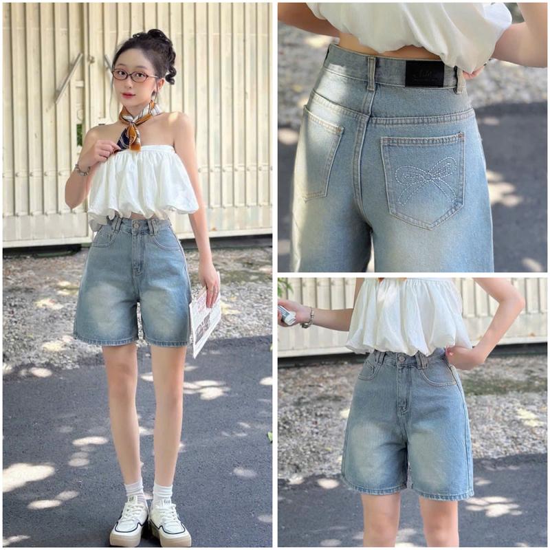  Ngố Thêu Nơ Xinh Túi Sau Xinh Xắn Lai Mài 38-60kg 03 2025 đẹp nữ lửng jean quần quần  đùi  lửng cho nữ quần  ngố  nữ  ống  rộng quần  đùi  kaki  lưng  cao quần  đùi  short  nữ  y2k quần  ngố  rách  jean  nữ quần  bò  ngố  lửng  nữ  tới  gối quần  lửng 