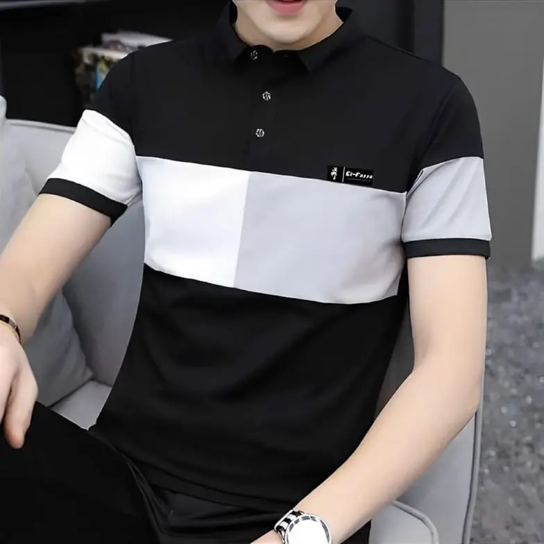 KAOS POLO SHIRT PRIA LENGAN PENDEK BAHAN KATUN KERAH SUN Kombinasi