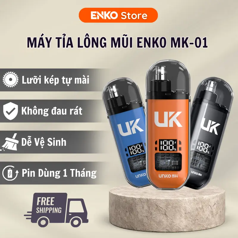 Máy Tỉa Lông Mũi Điện Mini ENKO MK-01 Cá Nhân, Tông Đơ Cắt Lông Mũi Có Màn Hình LCD, An Toàn Cho Da, Lưỡi Kép Đôi, Kháng nước, Mạch chống chập, Sạc Nhanh Type-C, máy  cạo lông mũi