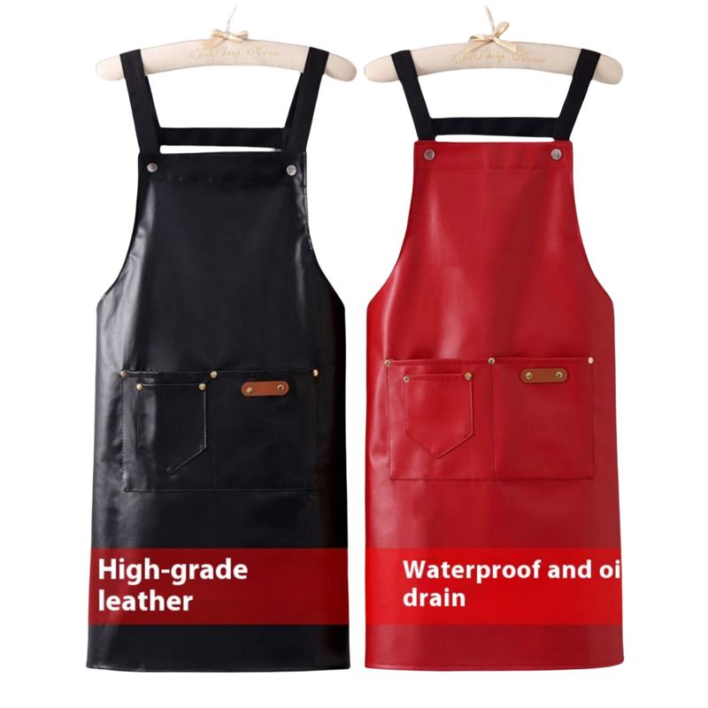 Tạp Dề Da, Chất Liệu Da Mềm, Dành Cho Nhà Bếp Gia Đình Nấu Ăn, Chống Thấm Nước Và Chống Dầu, Phong Cách Thời Trang Và Phương Tây, Thích Hợp Cho Công Việc PU, Quần Áo Làm Việc, Có Thắt Lưng, 1 Mảnh