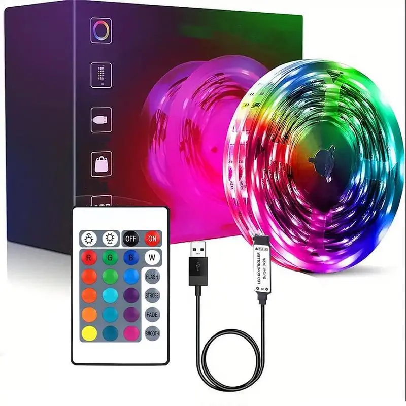 LED Light Strip with Remote Control, LED Ambient Light for Home Decor,USB Powered RGB Color Changing LED Light Strip for Rooms, Parties, Kitchens, Holiday Atmosphere Lights, Mens Gifts