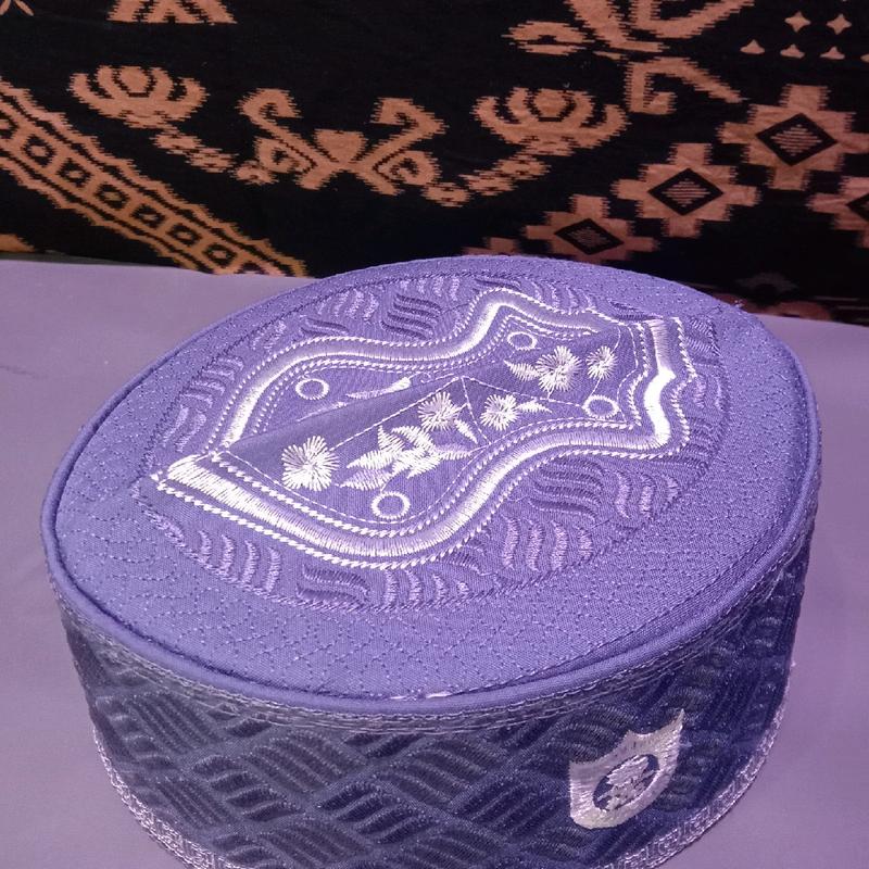 Peci Asaghofah, Songkok Kopiah Pria Muslim Asaghofah Logo Terompah Warna - Desain Unik Hitam, Lingkar Kepala 51-59 cm - Motif, Dewasa 5