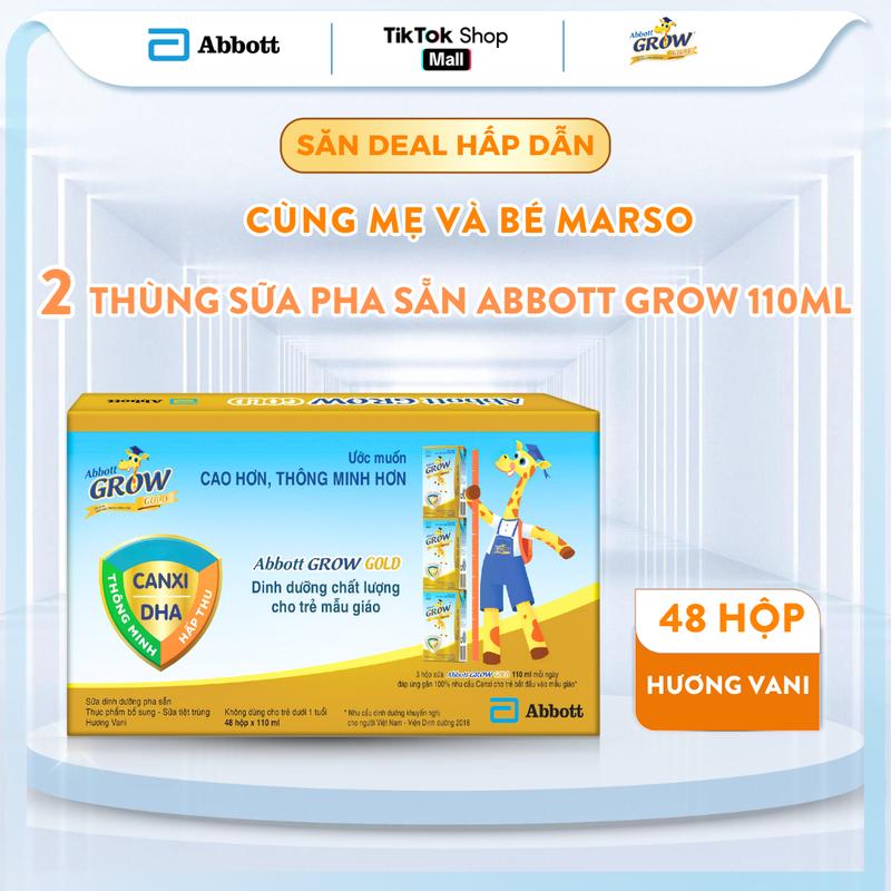 [DEAL MẸ VÀ BÉ MARSO] Combo 2 thùng mỗi thùng 48 hộp sữa pha sẵn Abbott Grow Gold chính hãng hương vani 110ml