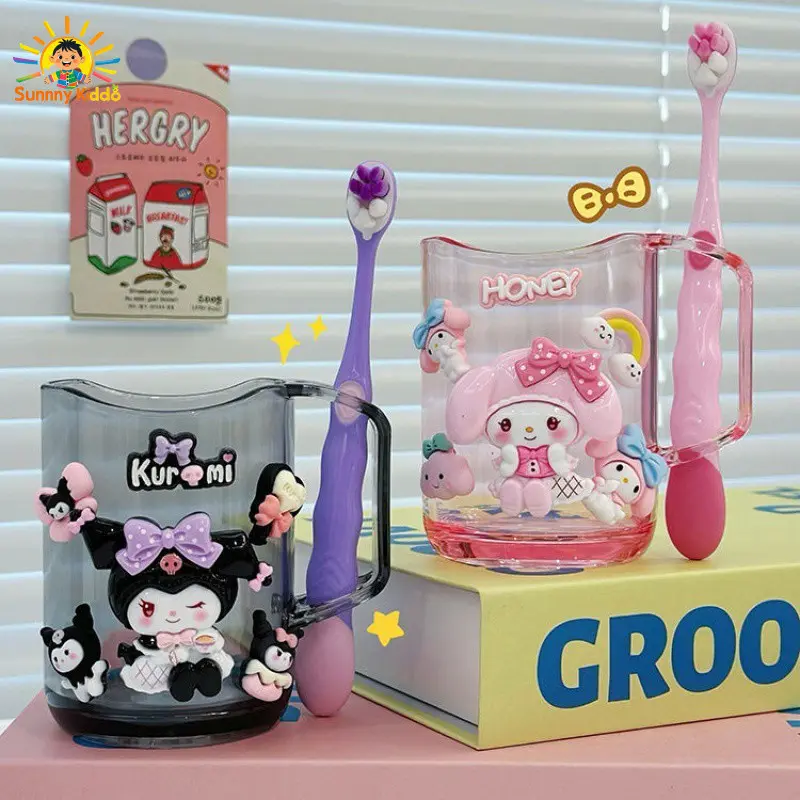 Bộ Cốc Bàn Chải Đánh Răng Trẻ Em, Sanrio, Hàng Mới Về, Phong Cách Ins, Bộ Bàn Chải Đánh Răng Dễ Thương, Có MyMelody Và Kuromi