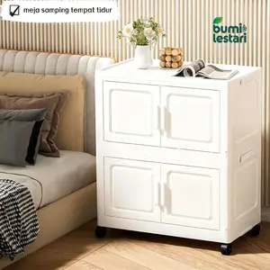 Bumi Lestari Lemari Plastik Susun 4 Dan 5 Tingkat Tempat Penyimpanan Laci Multifungsi Lemari Pakaian Anak Set Storage Box Bayi Set Roda salon rak tertutup troli baju Furniture kitab