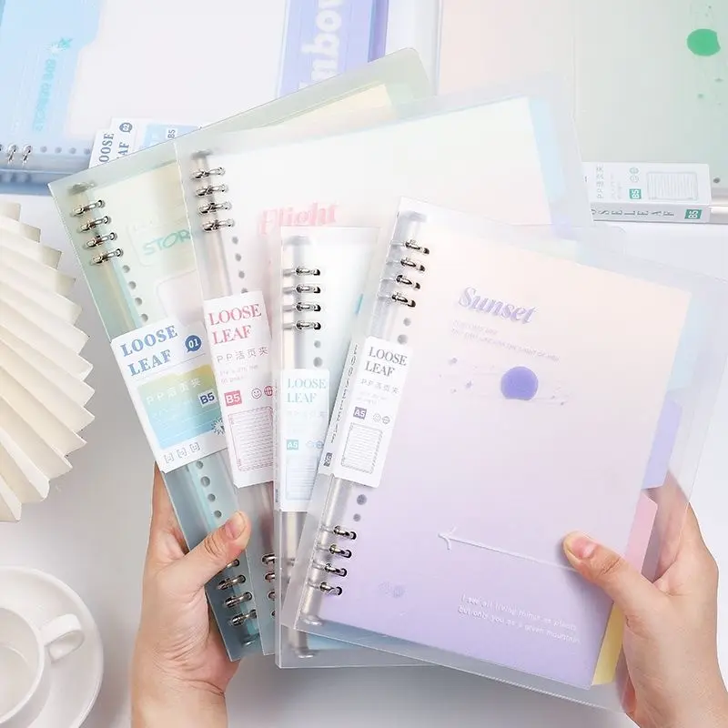 Binder B5 A5 Buku Tulis Sekolah Notebook Aesthetic Korea Kertas Binder A5 Transparant Cover Binder Notepad Alat Tulis Sekolah Lucu