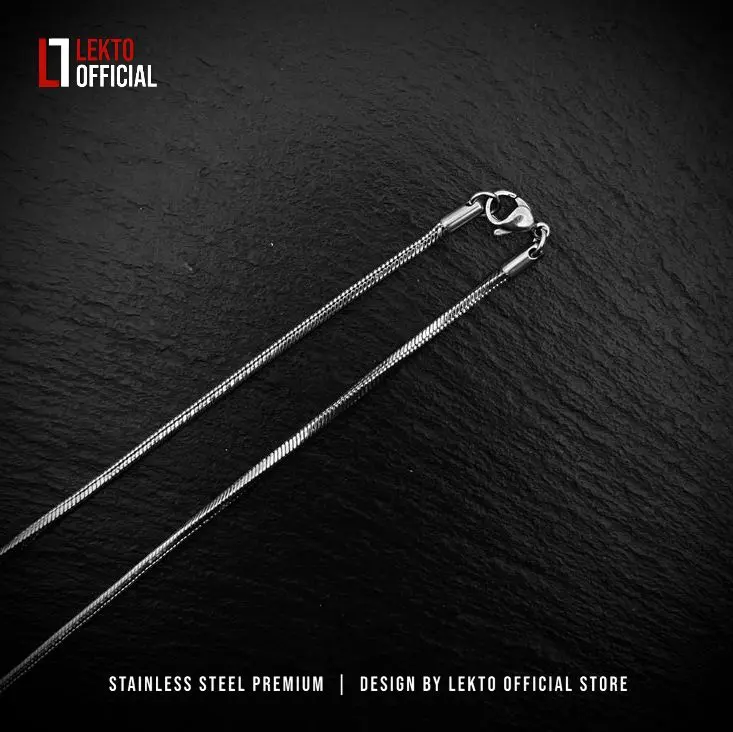 Kalung Titanium Anti Karat Selamanya Uniseks Pria Wanita Terlaris Motif Kotak SIERRA Monel Silver Pelapisan Logam Elegan 5