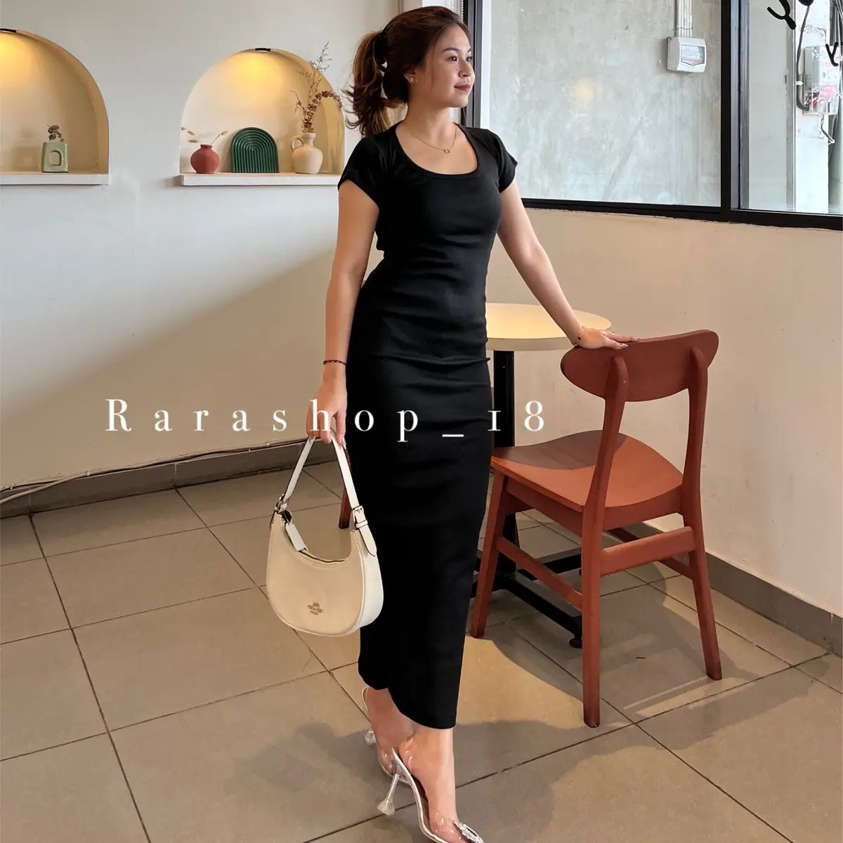 Dress wanita  Elsa casual style dress polos bahan rib Panjang