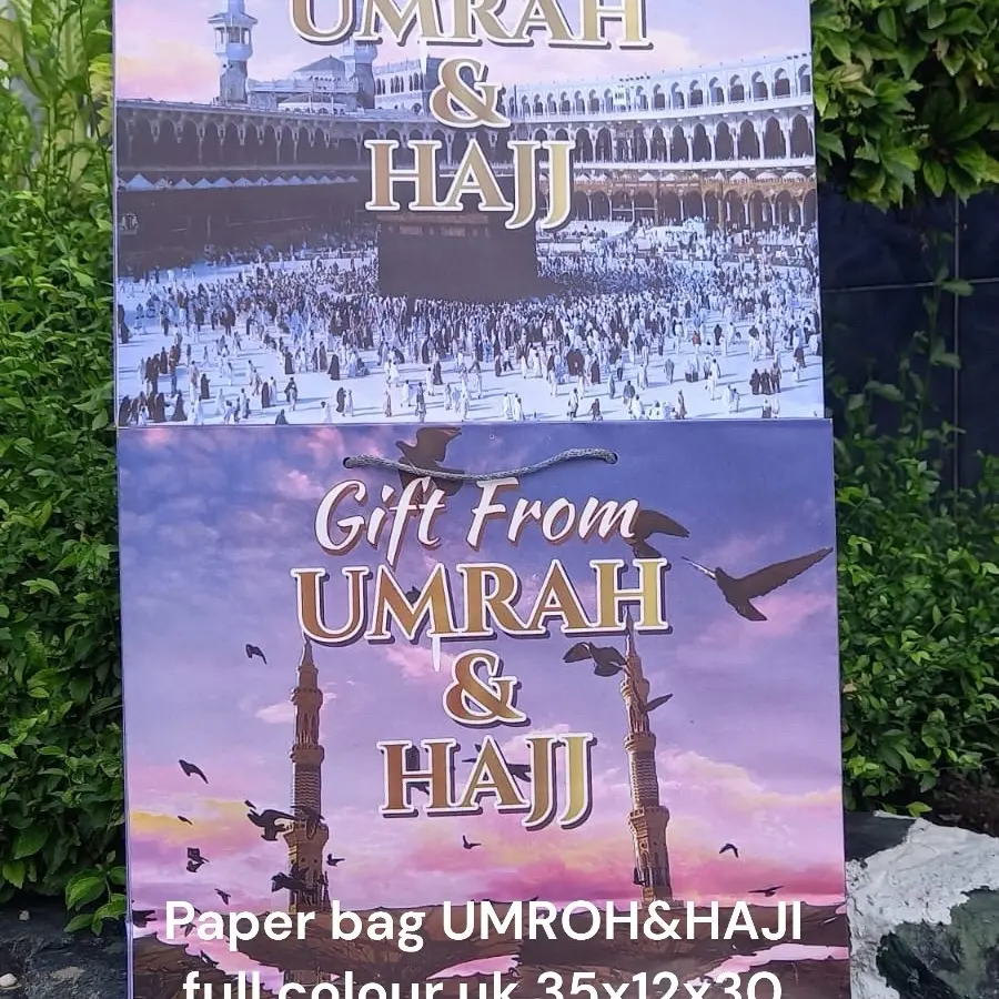 Paper bag umroh&haji full colour uk 35x12x30 (isi 12pcs)
