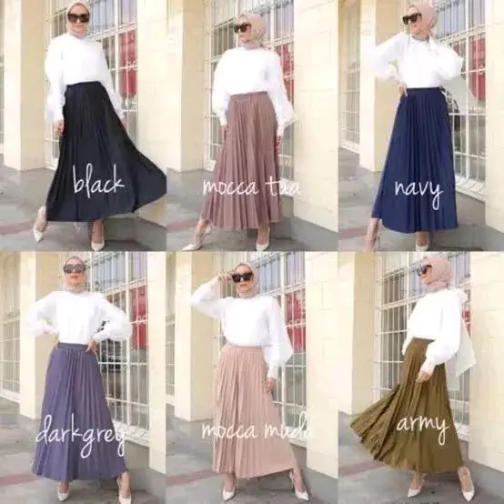 PAKET HEMAT 6pcs rok plisket premium wanita / rok plisket dewasa / rok wanita kekinian Panjang cewek 2