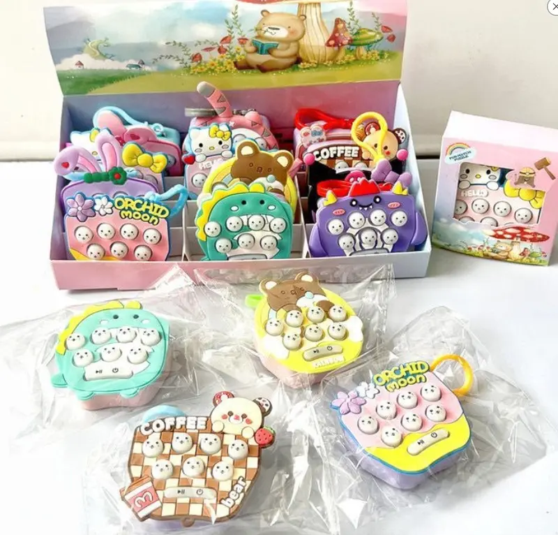 BEIYAYA Mainan pelatihan reaksi anak-anak, liontin gopher silikon puzzle teka-teki mesin derek kartun mesin mainan mesin press dekompresi, hadiah ulang tahun, hadiah Natal Plastik Toys playmate  pop toy Bubble M028 1